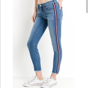 NWOT Just Black Mid Rise Ankle Stripe Skinny Jean